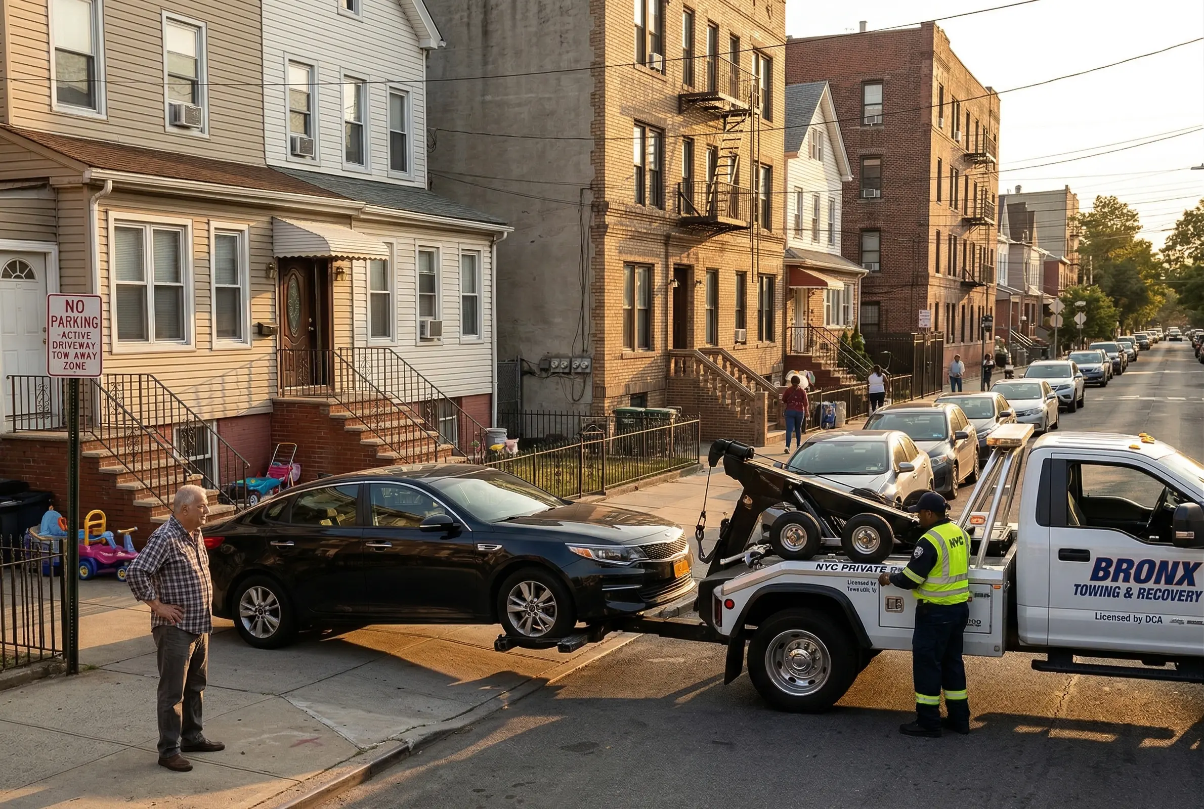 Blocked driveway towing Bronx residential car clearance